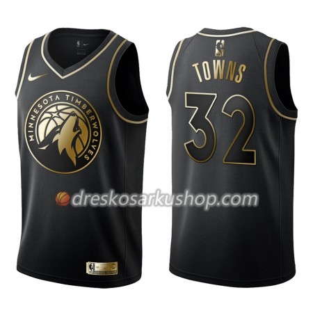Muški NBA Dres Minnesota Timberwolves Karl-Anthony Towns 32 Nike Crna Golden Edition Swingman
